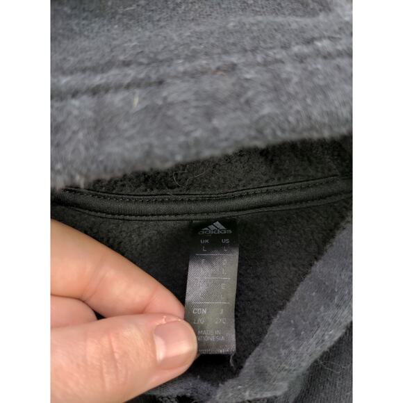 Mens Adidas Hoodie Sweatshirt SZ L Pullover Black White Spell Out Logo - Picture 9 of 11